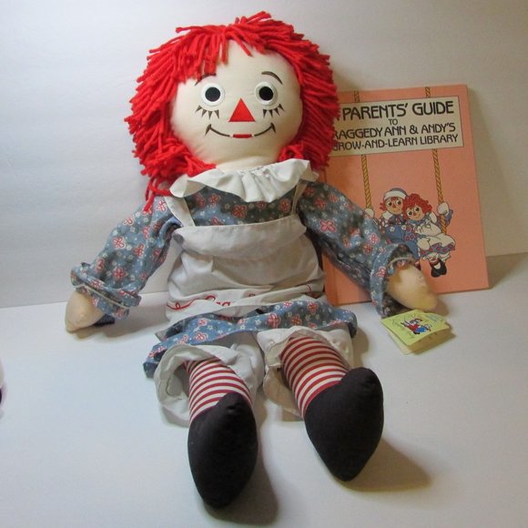 vintage Raggedy Ann stuffed doll by Applause with Parent's Guide book set - Picture 1 of 16